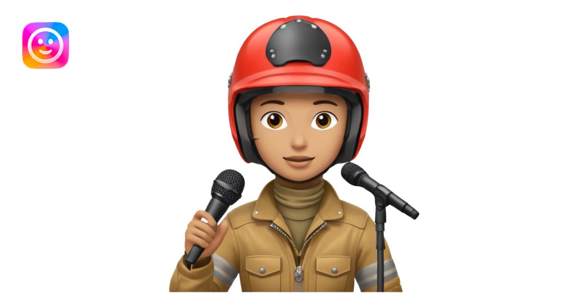 dirtbike rider on stage being interviewed emoji | AI Emoji Generator