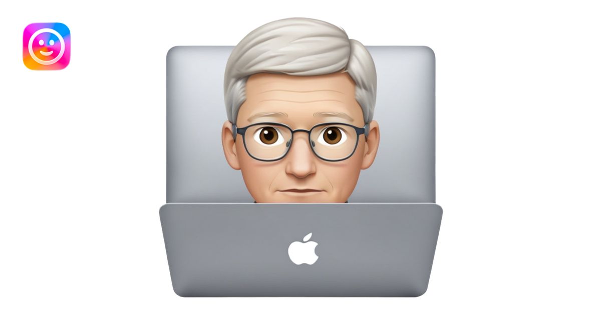 Tim Cook using a MacBook Pro. emoji | AI Emoji Generator