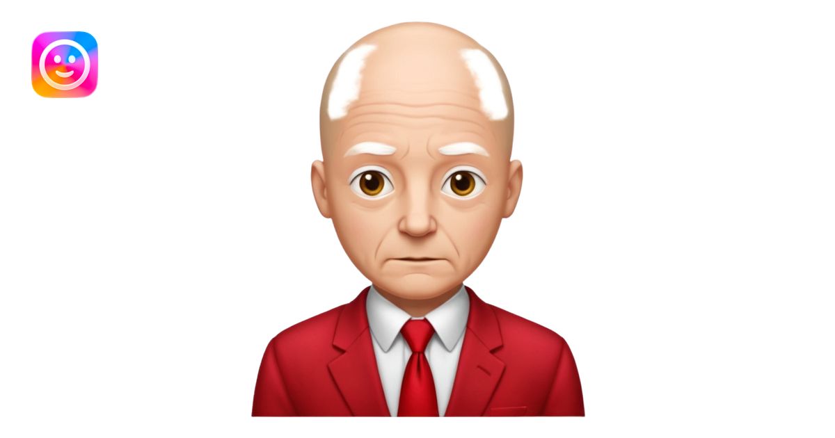 man Bald with red necktie, red dress, age. emoji | AI Emoji Generator