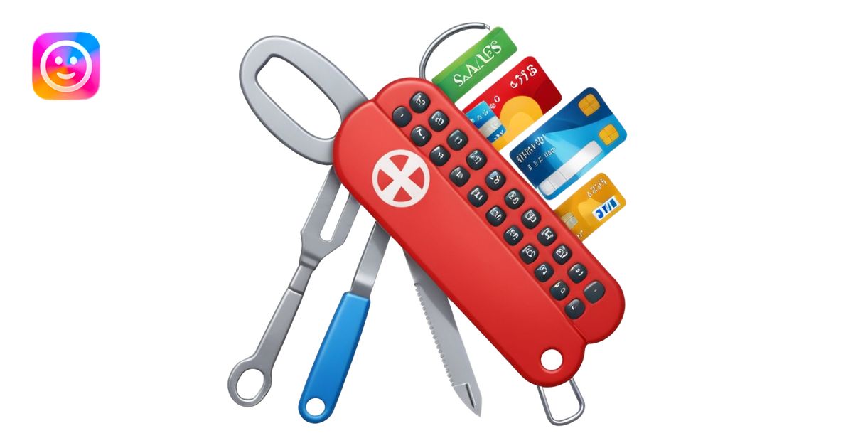 emoji of a swiss army knife with unfolded tools shaped as calculator ...