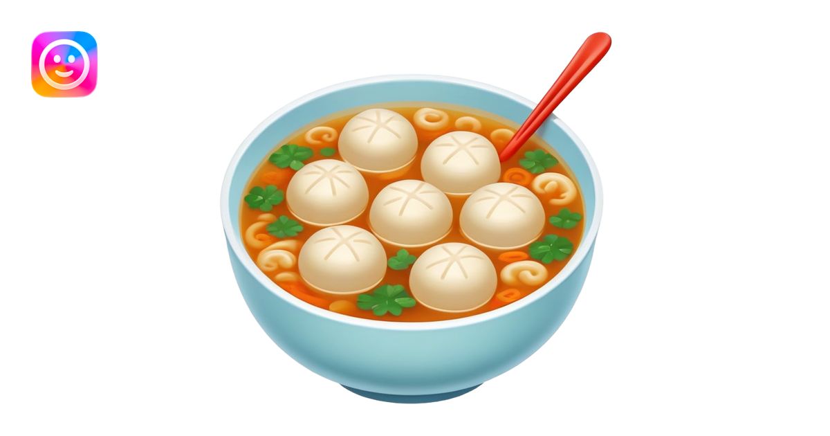 Fujian fish ball soup with clear broth in bowl, simplified emoji style ...
