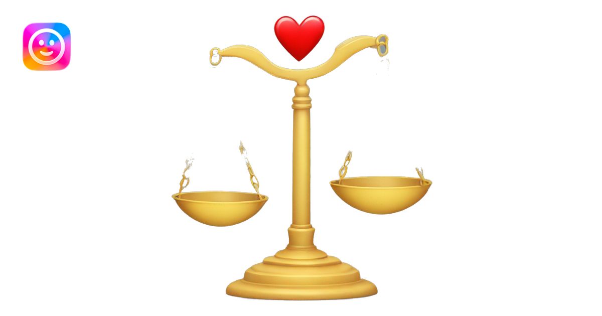 balance scale with two broken heart emoji | AI Emoji Generator