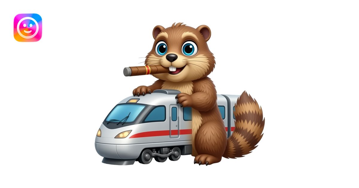 Marmot driving high speed train with a cigar emoji | AI Emoji Generator