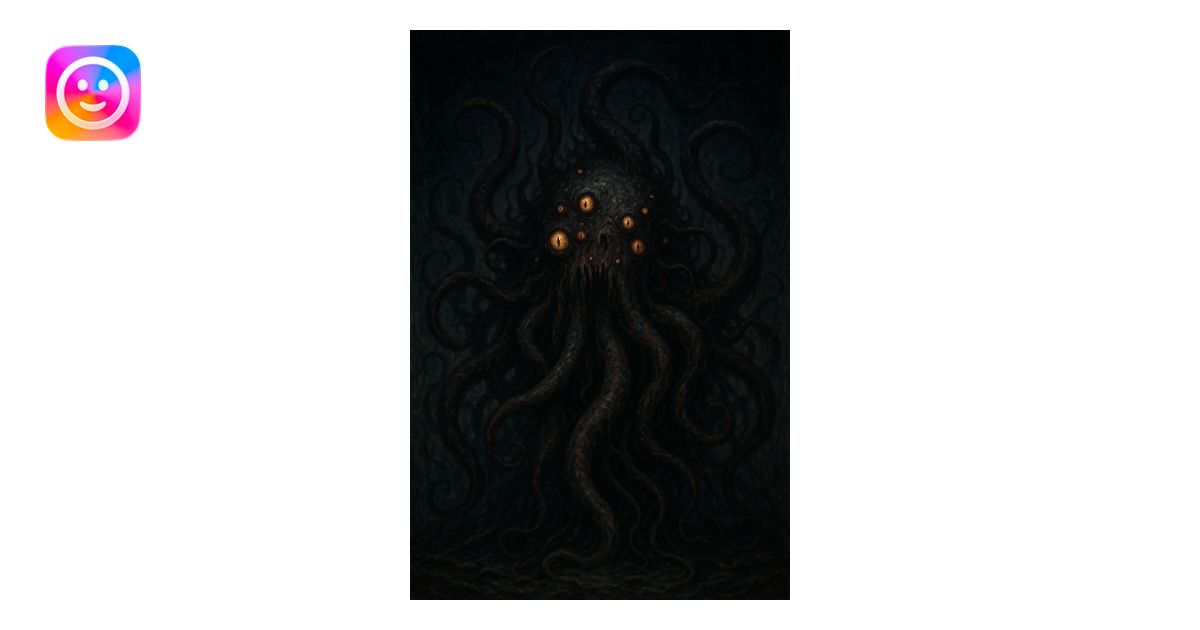 eldritch horror, monstrous, tentacles, many eyes, cosmic terror ...