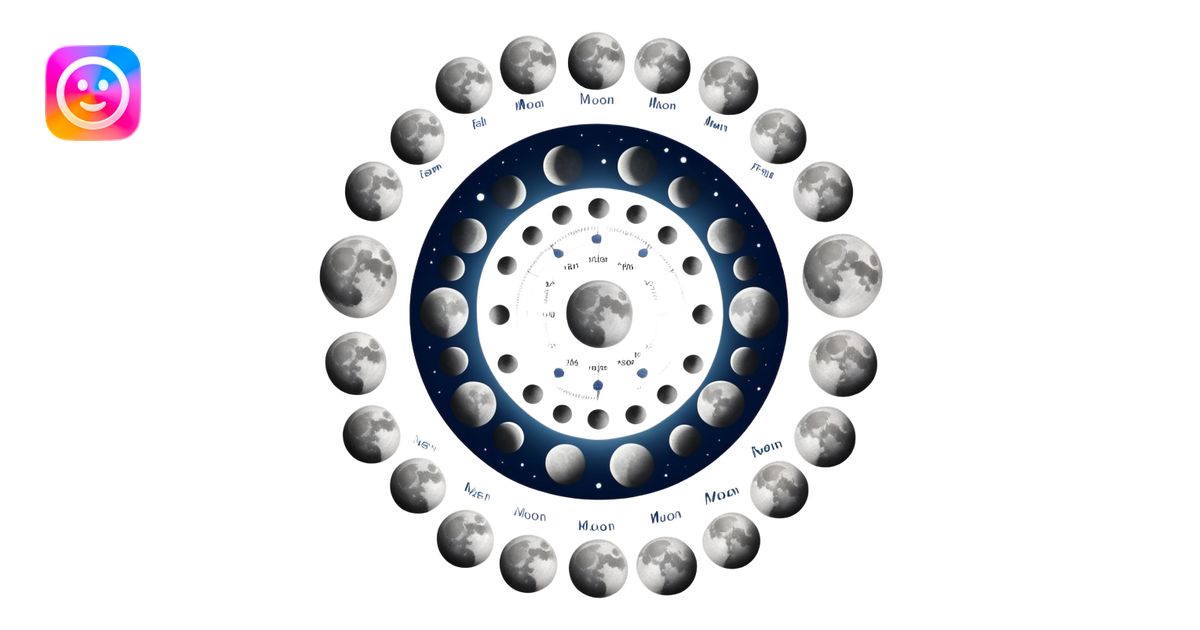 lunar month cycle showing different moon phases from new moon to full ...
