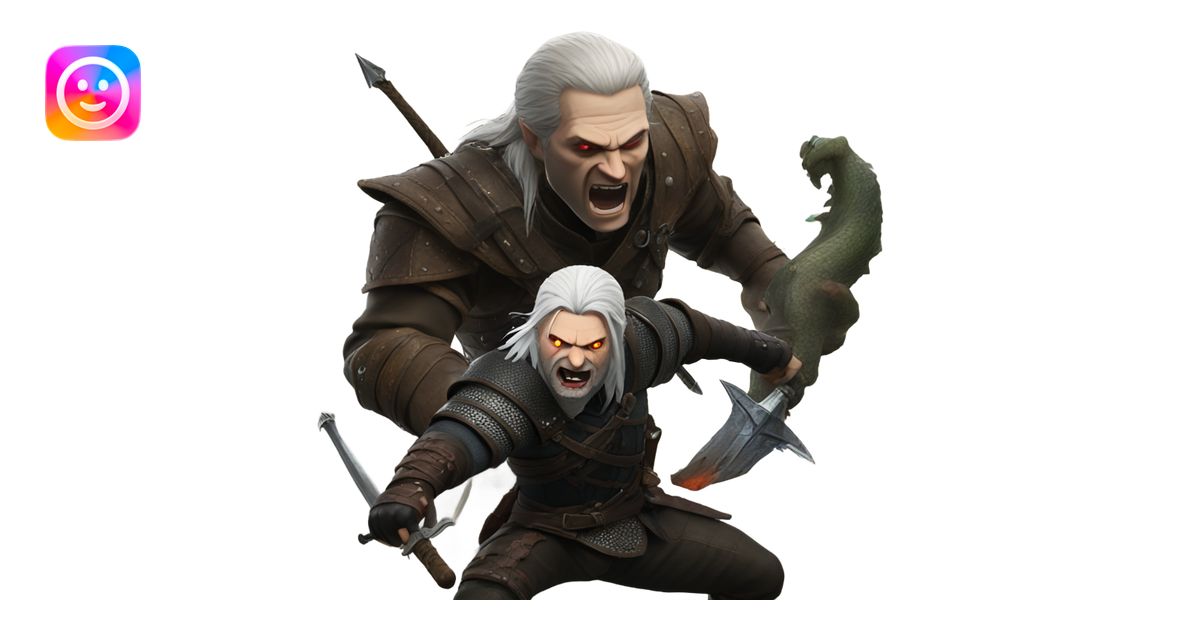 The Witcher defeating a monster emoji | AI Emoji Generator