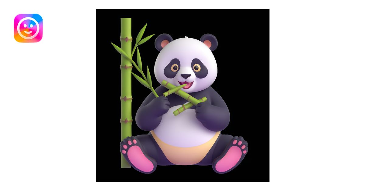 panda eating bamboo in forrest, close up pose emoji | AI Emoji Generator