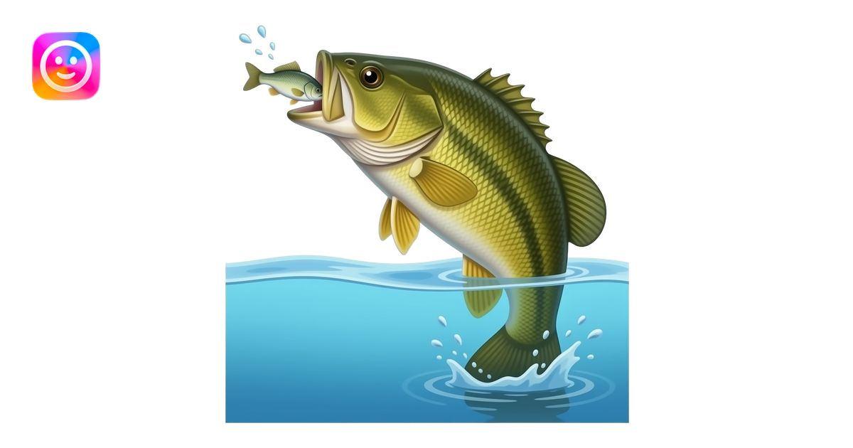 bass fish surfacing water to eat a fish topwater emoji | AI Emoji Generator