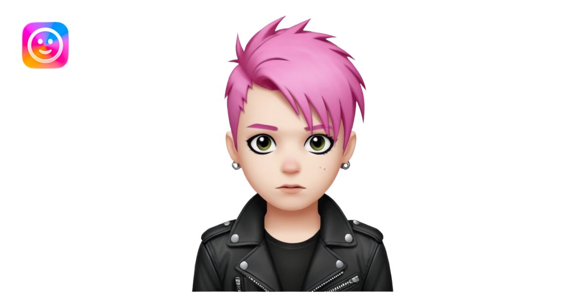 Punk boy, pink hair emoji | AI Emoji Generator