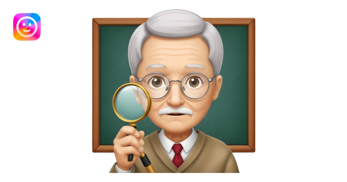 Elder + magnifier, Library Visitor. emoji | AI Emoji Generator