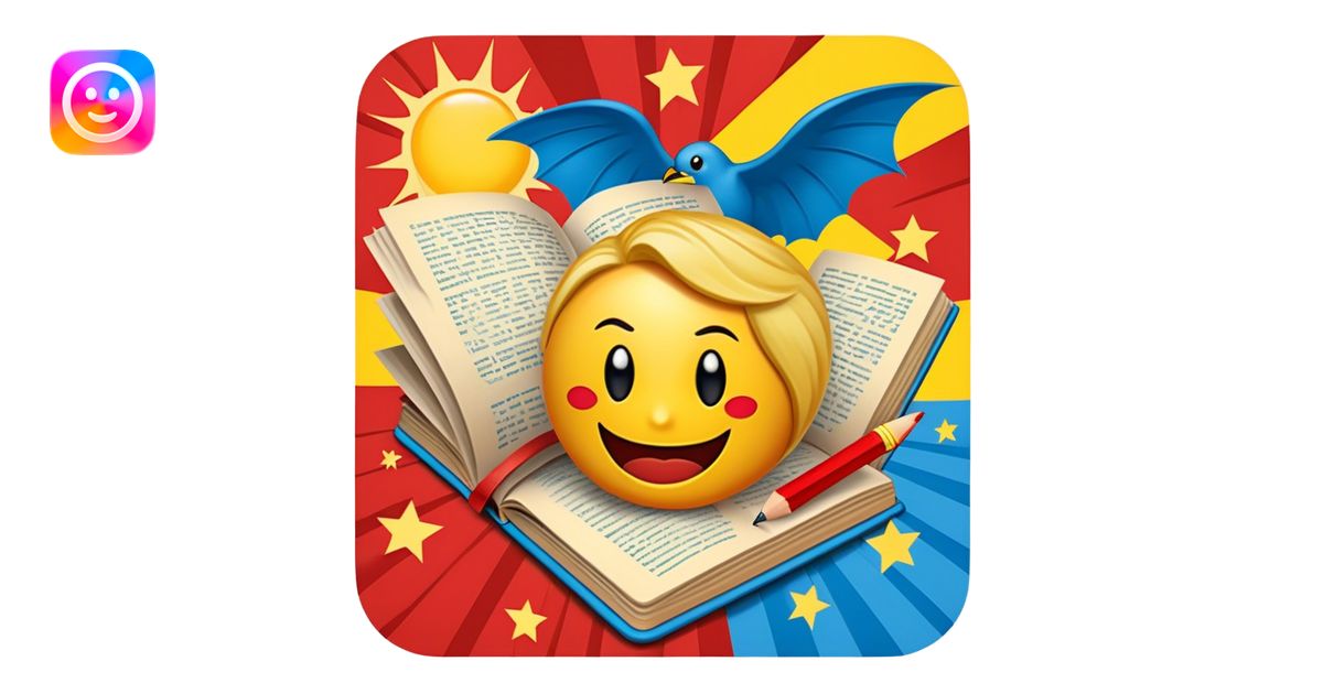 Create a vibrant emoji representing comic books and graphic novels as ...