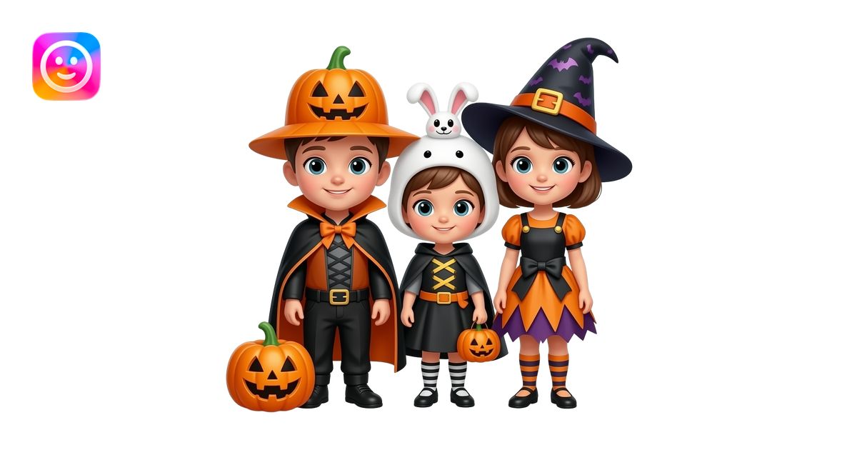 kids in Halloween costumes emoji | AI Emoji Generator