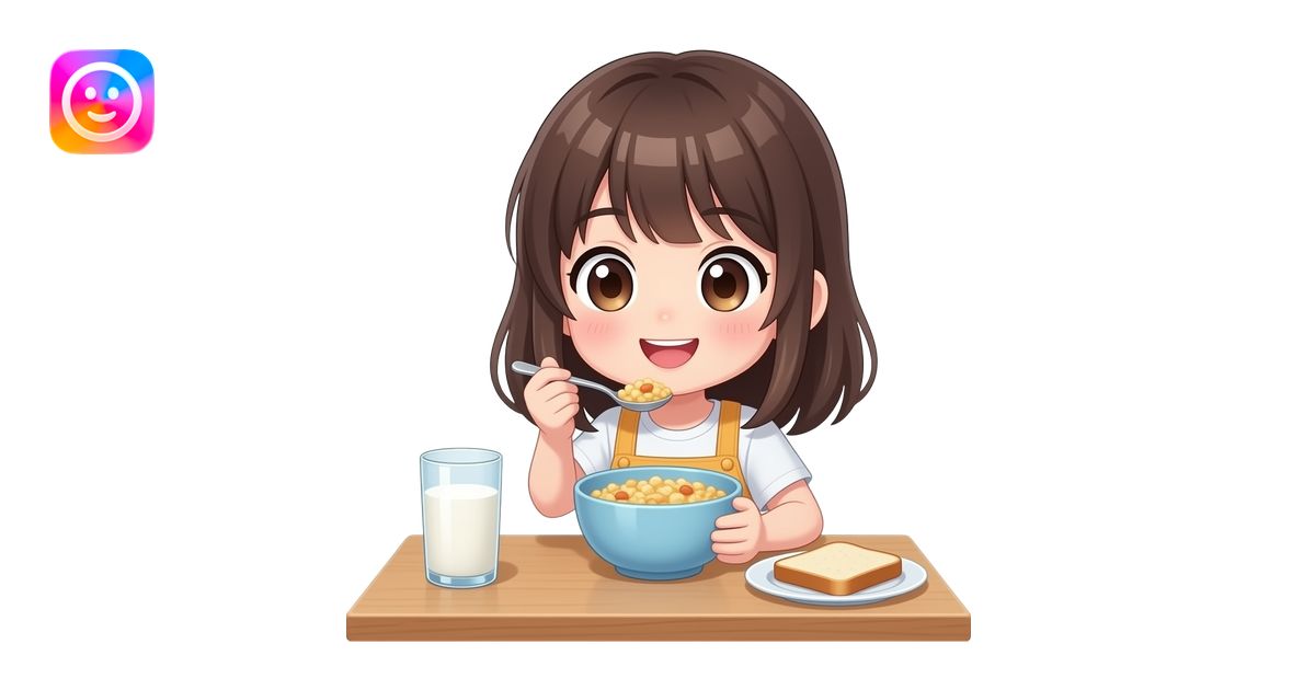 chibi anime girl eat breakfast emoji | AI Emoji Generator
