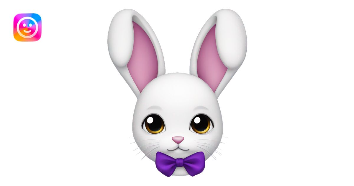Female purple rabbit with a black bow emoji | AI Emoji Generator