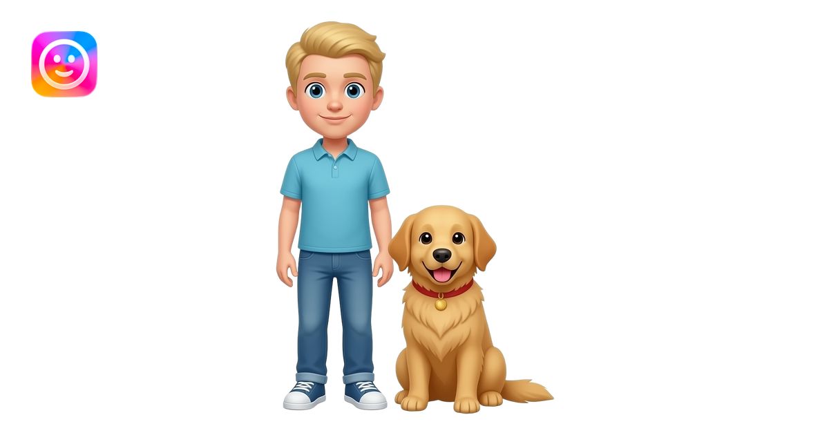 white blonde human and dog (full body, not cropped) emoji | AI Emoji ...