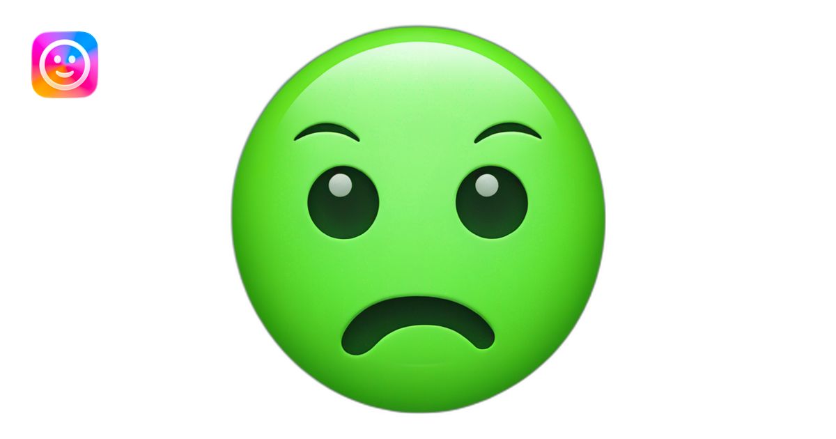 smiley face with bright neon green facial features and black face emoji ...