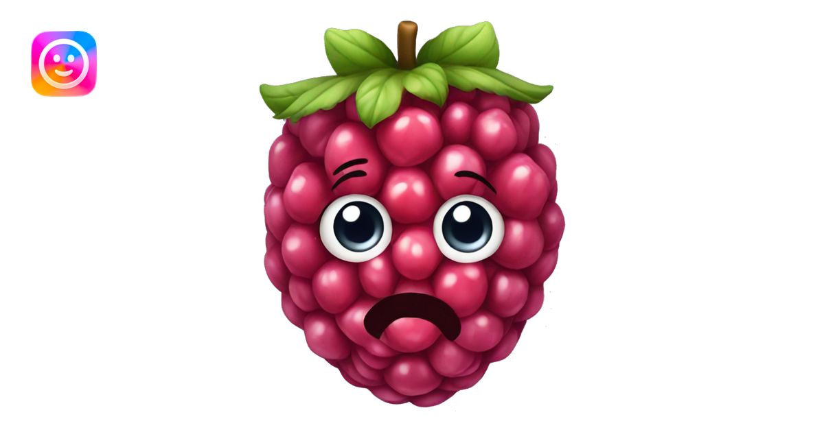 raspberry fruit with cute face emoji | AI Emoji Generator