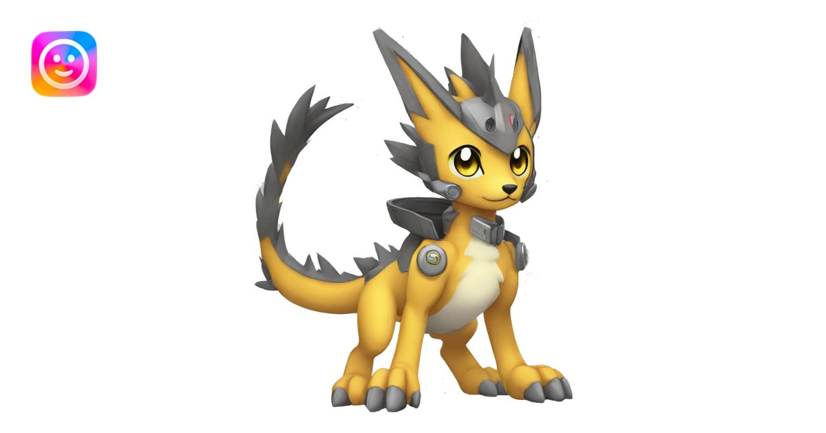 kawaii cool edgy Digimon-Fakemon-animal full body emoji | AI Emoji ...