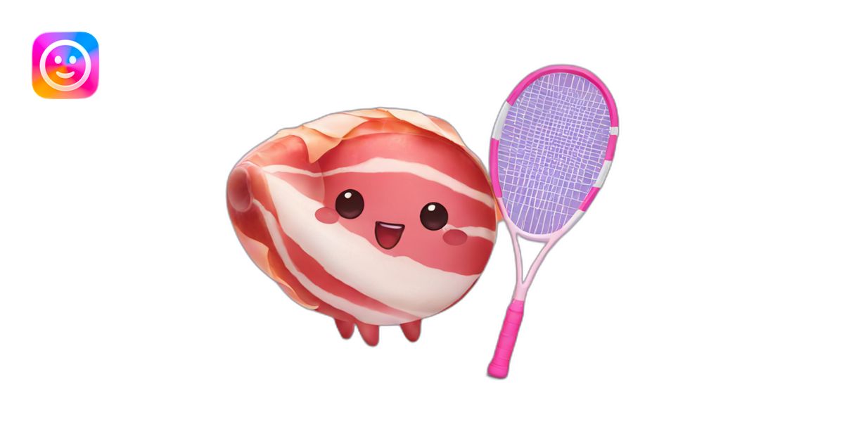 Kawaii jamon with tennis racket emoji | AI Emoji Generator
