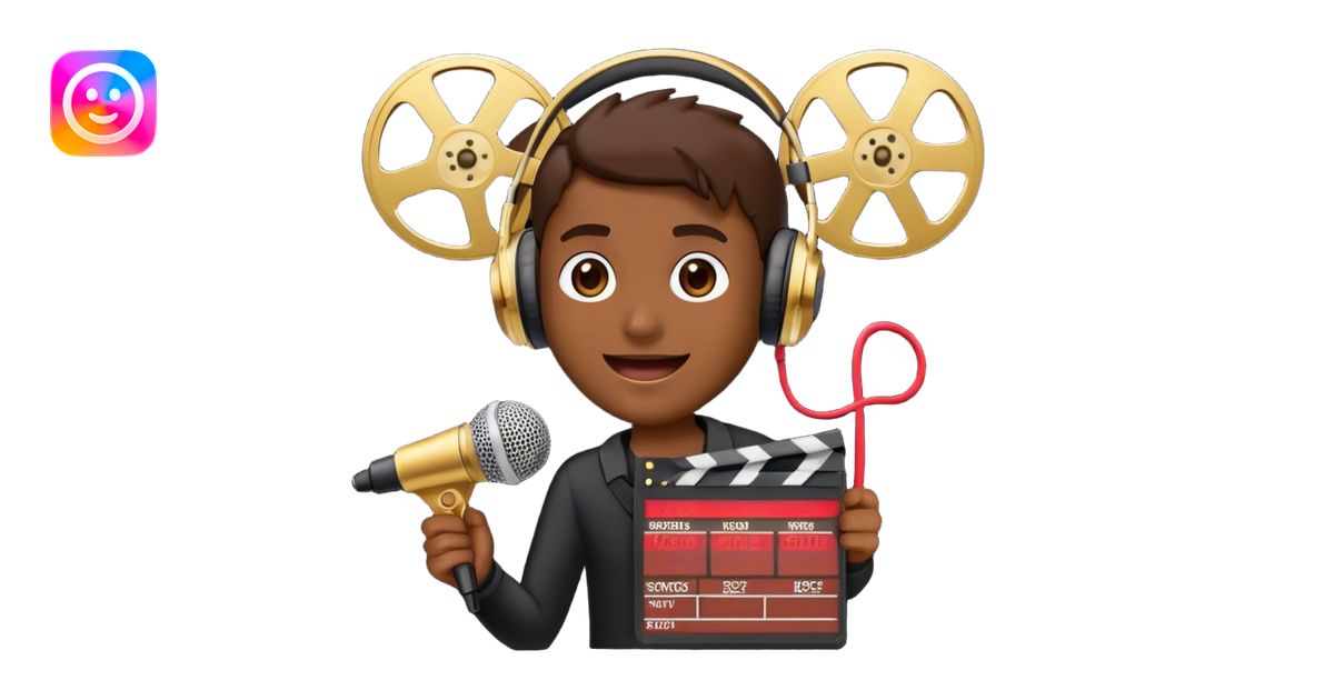 Create a dynamic and cinematic emoji that represents voice-over and ...
