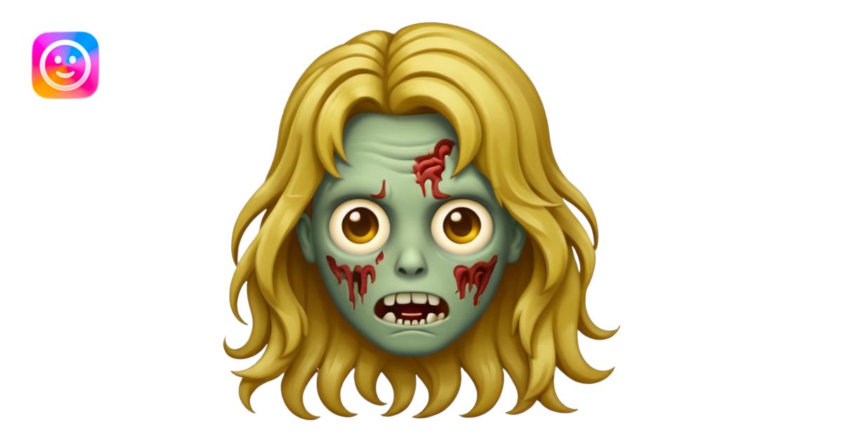 Make a zombie emoji with wavy hair castanho com golden streaks,e cabelo ...