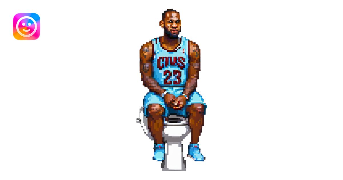 LeBron James on a toilet illustration | AI Emoji Generator