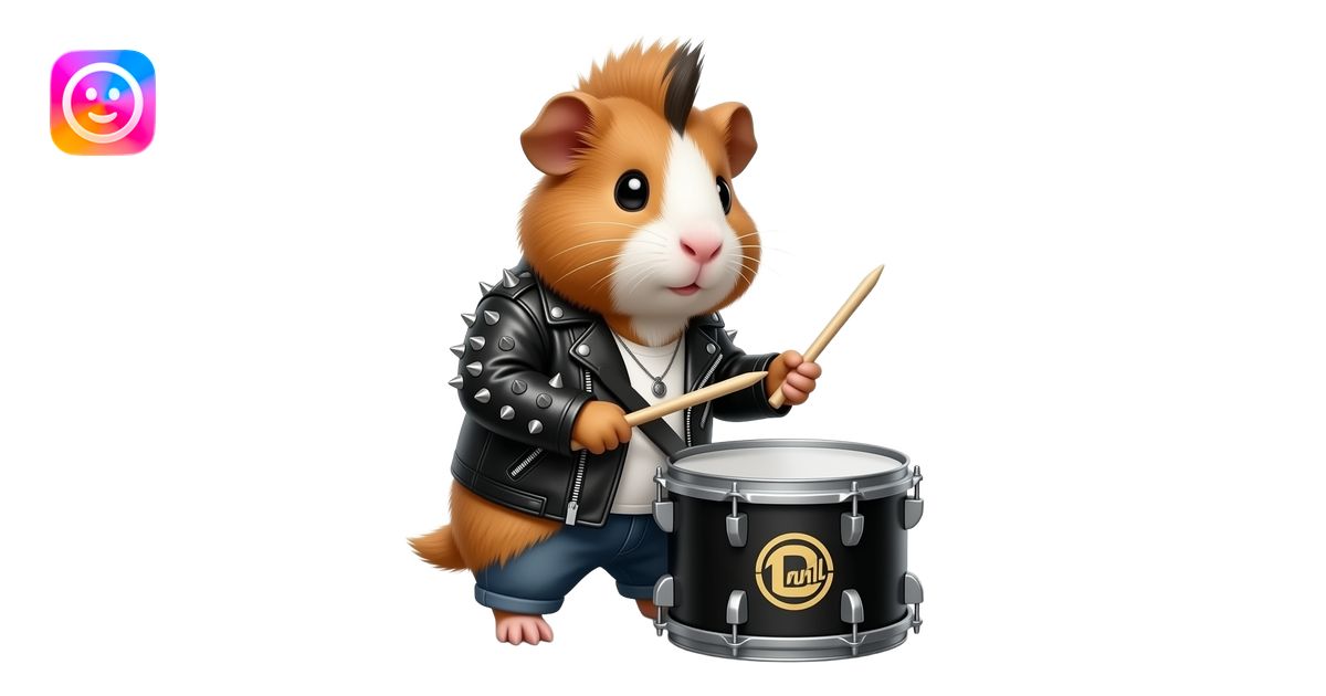 Guinea pig with Mohawk hair cut wearing leather jacket with studs ...
