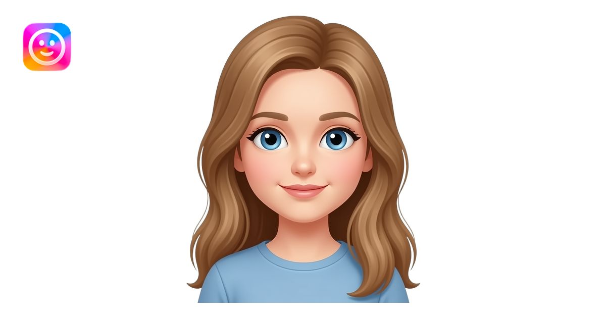 Girl emoji with light brown long hair, blue eyes emoji | AI Emoji Generator