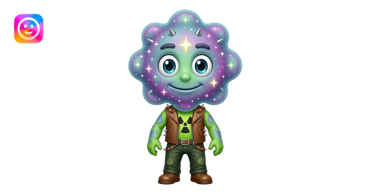 Full-body mascot of a floating cosmic nebula entity with swirling ...