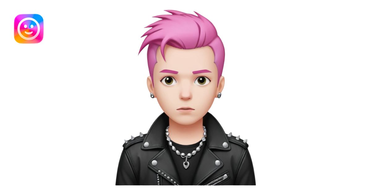 Punk man, pink hair emoji | AI Emoji Generator