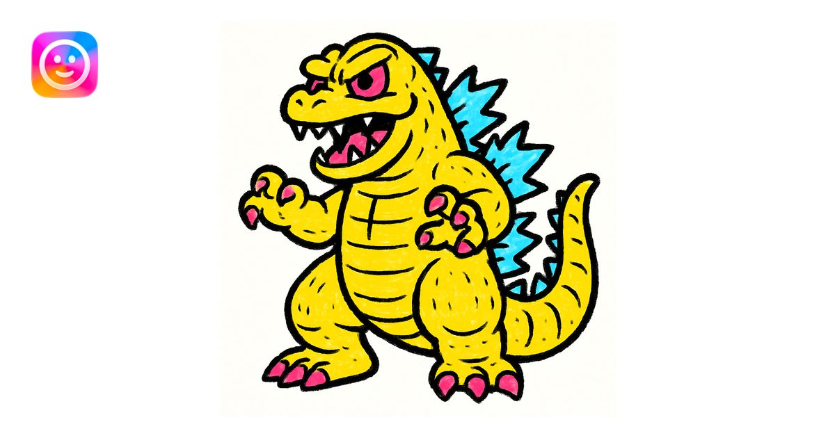 Godzilla, classic movie monster, bold dynamic style, vibrant colors ...