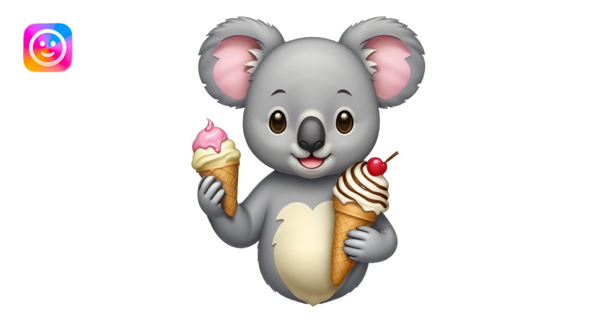 Koala with ice cream emoji | AI Emoji Generator