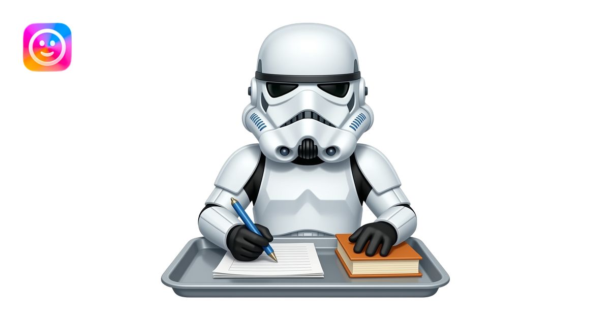 storm trooper turning in a homework assignment into a tray emoji | AI ...