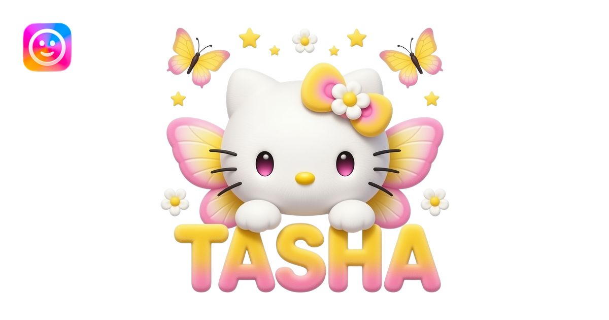 White velvety fur 3D hello kitty head with yellow pink gradient 3D ...