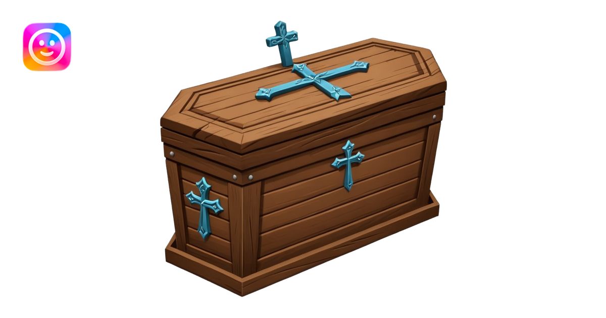 coffin with large nails and carved cross emoji | AI Emoji Generator