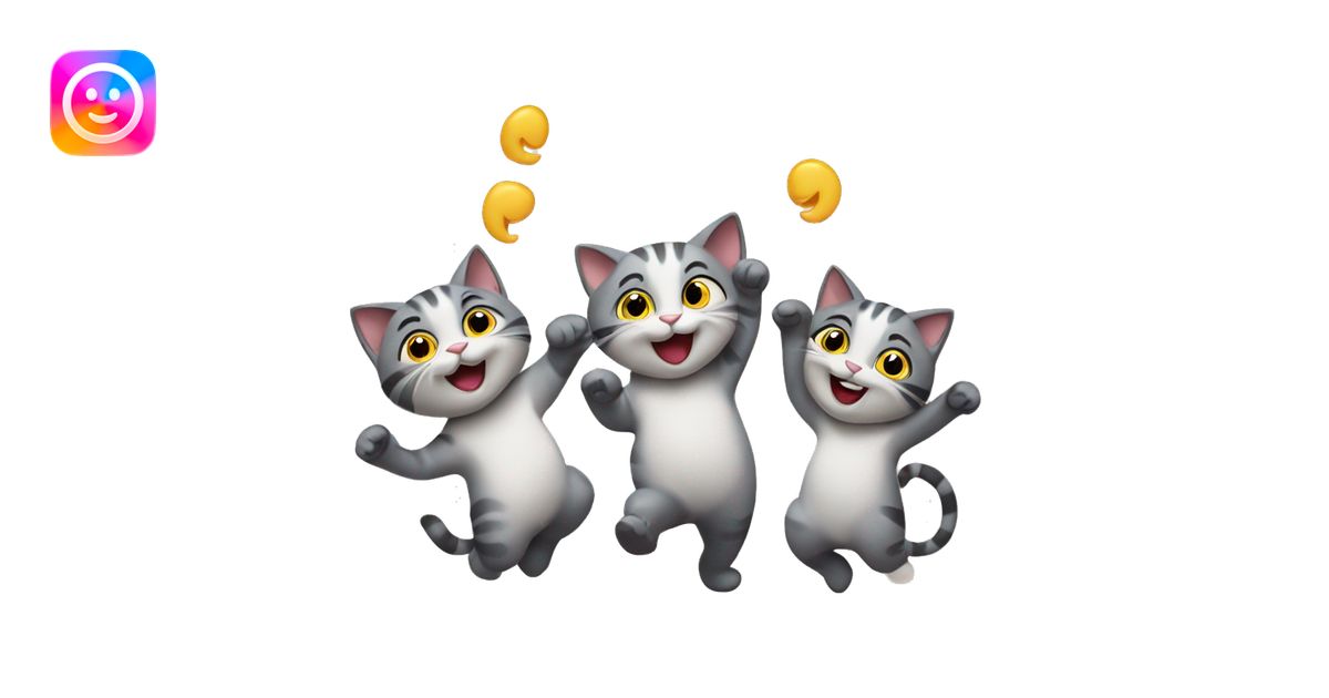four happy cats dancing emoji | AI Emoji Generator