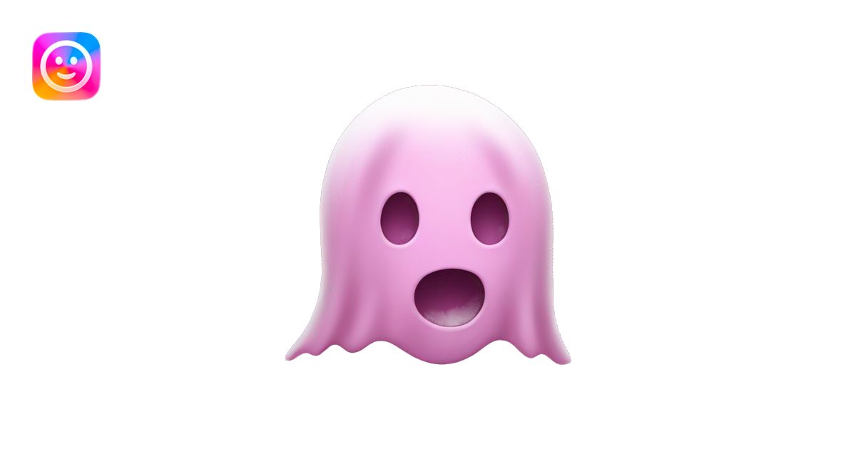 Pink ghost face chasing women emoji AI Emoji Generator