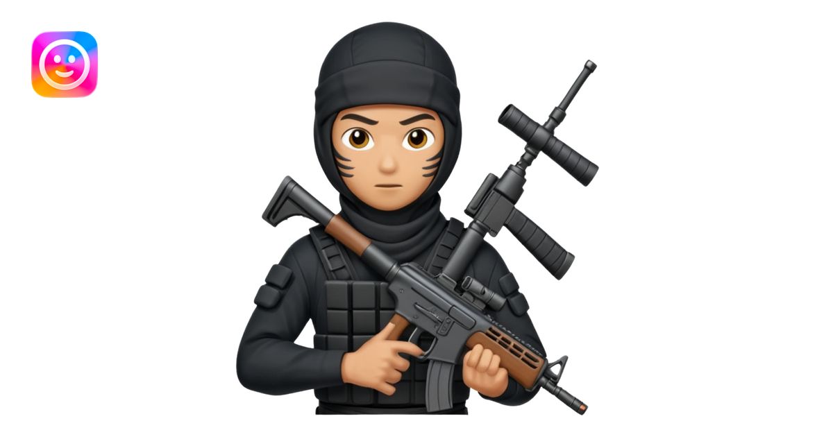 Ninja with an assault rifle emoji | AI Emoji Generator