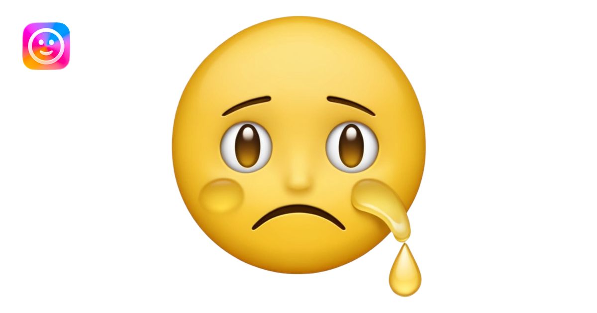 darkened yellow emoji face with tears and a downturned mouth, Android ...