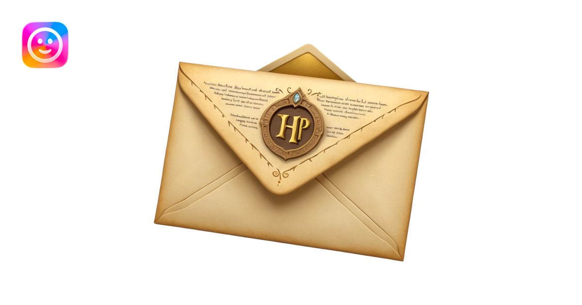 “3D emoji of a magical envelope, Harry Potter style, Hogwarts letter ...