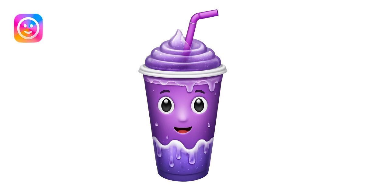 White paper cup filled with purple iced soda emoji | AI Emoji Generator