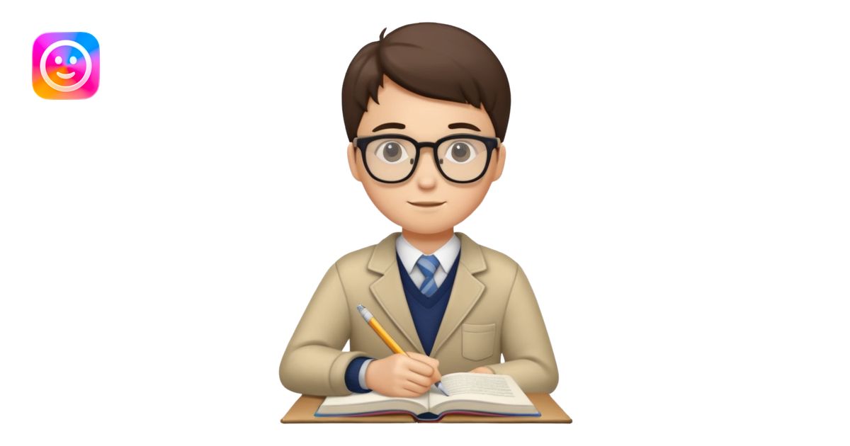 The student is studying with textbooks and notebooks open emoji | AI ...
