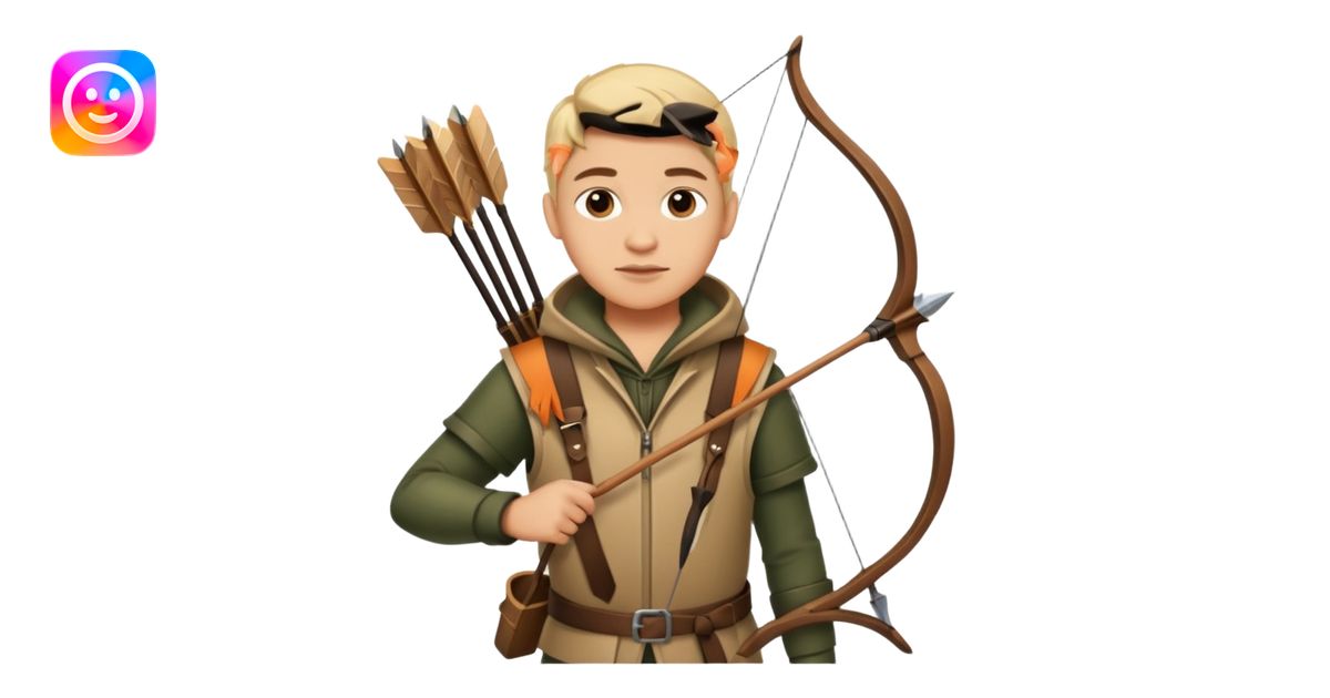 The classic image of a hunter carrying a bow and arrow emoji | AI Emoji ...