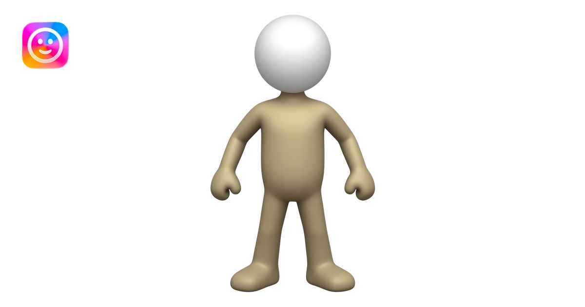 A stickman with straight lines body a White circle head and almost a 2d ...