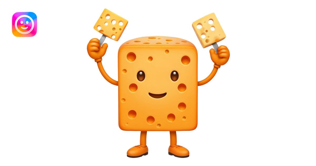 A cheese with arms and legs and a gritted face emoji | AI Emoji Generator