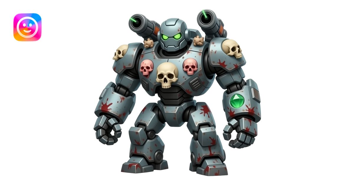 make a giant very scary robot with laser blasters on his back with ...