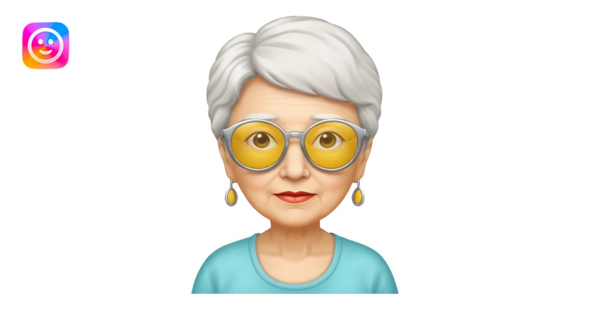 grandmother with yellow sunglasses emoji AI Emoji Generator