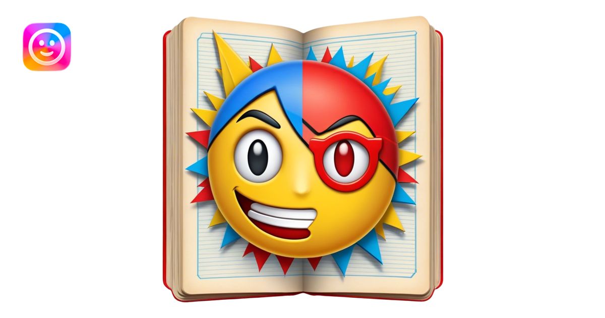 Create a vibrant emoji, representing comic books and graphic novels as ...