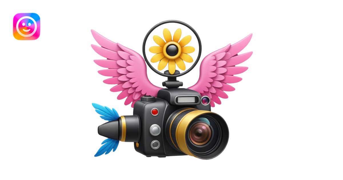 Video camera with elements 1-2 of others emoji( flowers, wings and etc ...