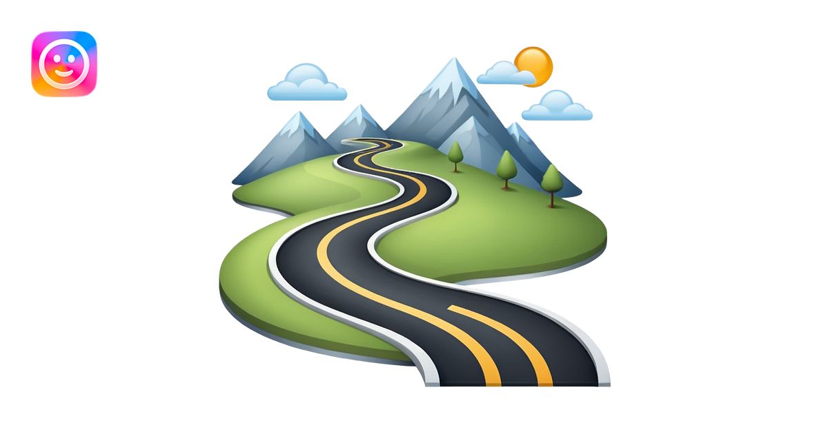 Clean roadmap icon emoji with curved path and milestones, modern ...